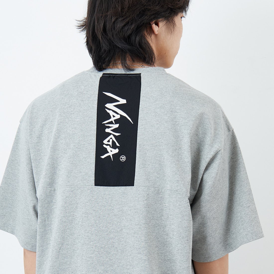 JEANSFACTORY × NANGA [ジーンズファクトリー × ナンガ] 別注 ルーズフィット メッシュ切替え ドローコードTシャツ [NW26SS-JF7] GRAY