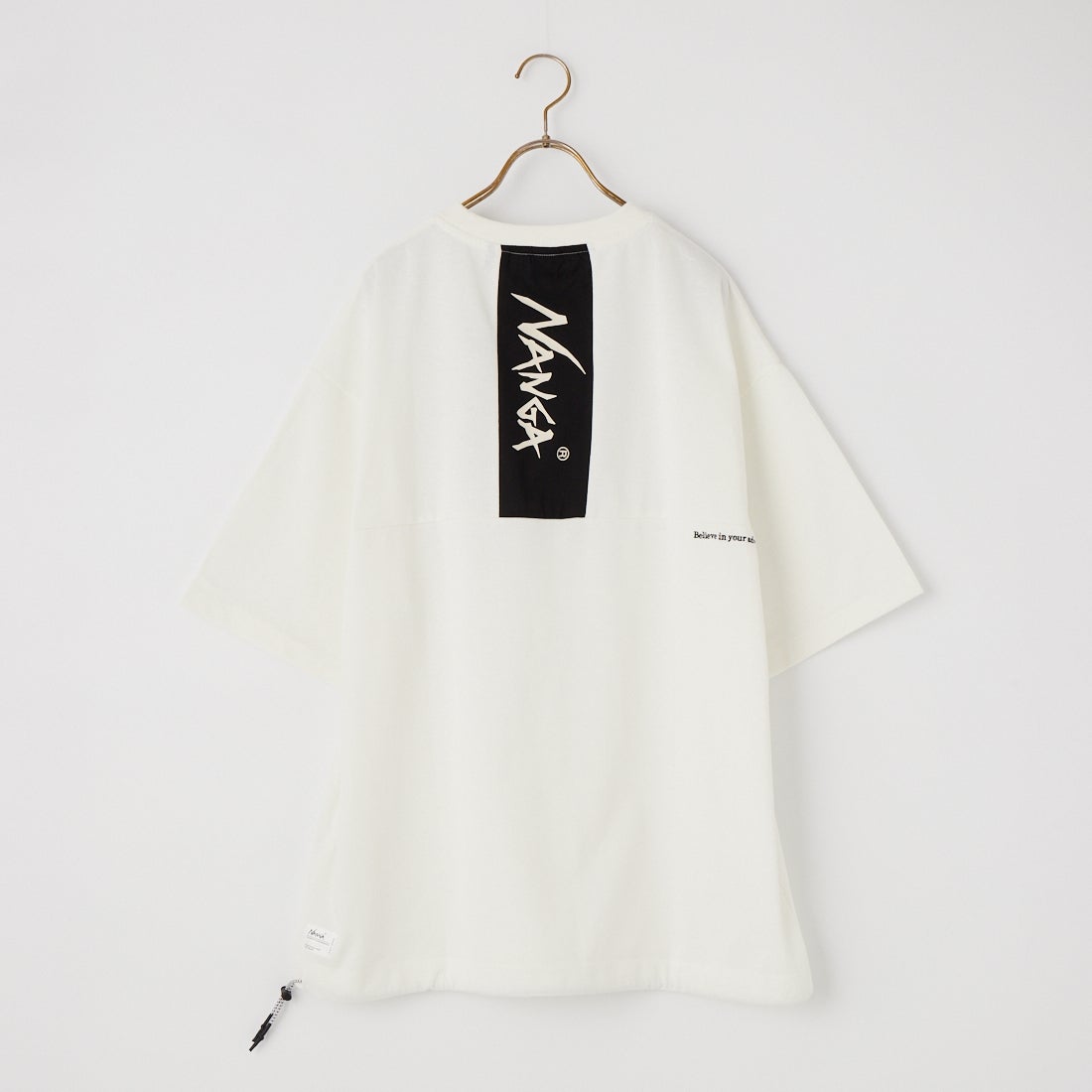 JEANSFACTORY × NANGA [ジーンズファクトリー × ナンガ] 別注 ルーズフィット メッシュ切替え ドローコードTシャツ [NW26SS-JF7] WHITE