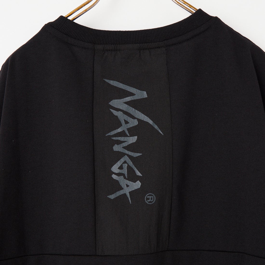 JEANSFACTORY × NANGA [ジーンズファクトリー × ナンガ] 別注 ルーズフィット メッシュ切替え ドローコードTシャツ [NW26SS-JF7] BLACK