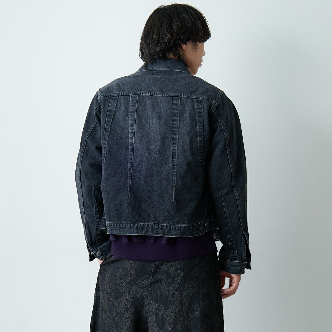 Needles [ニードルズ] 12ozデニム ダーツジーンジャケット [SX199] B BLACK &&モデル身長：179cm 着用サイズ：M&&