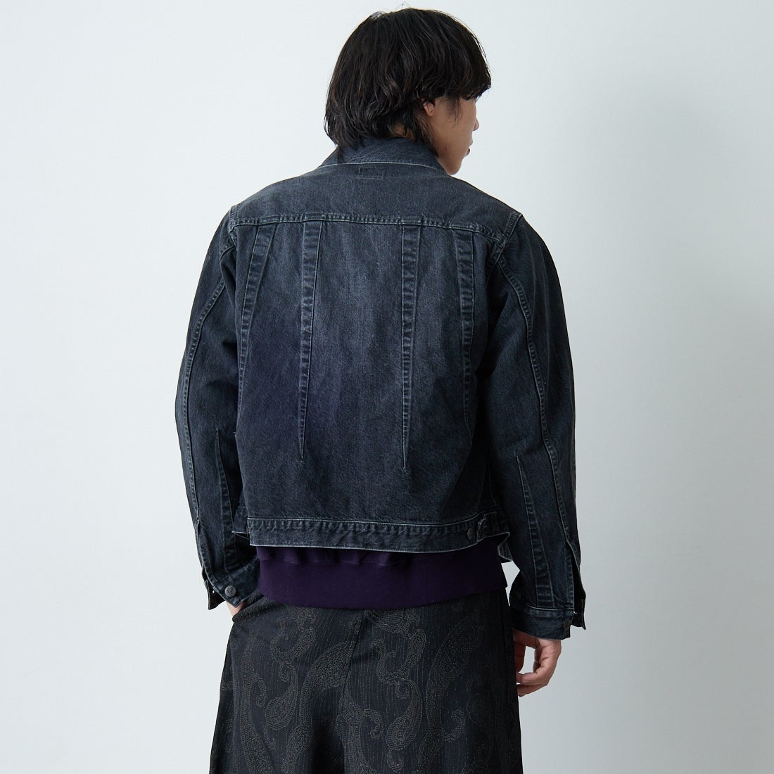 Needles [ニードルズ] 12ozデニム ダーツジーンジャケット [SX199] B BLACK &&モデル身長：179cm 着用サイズ：M&&