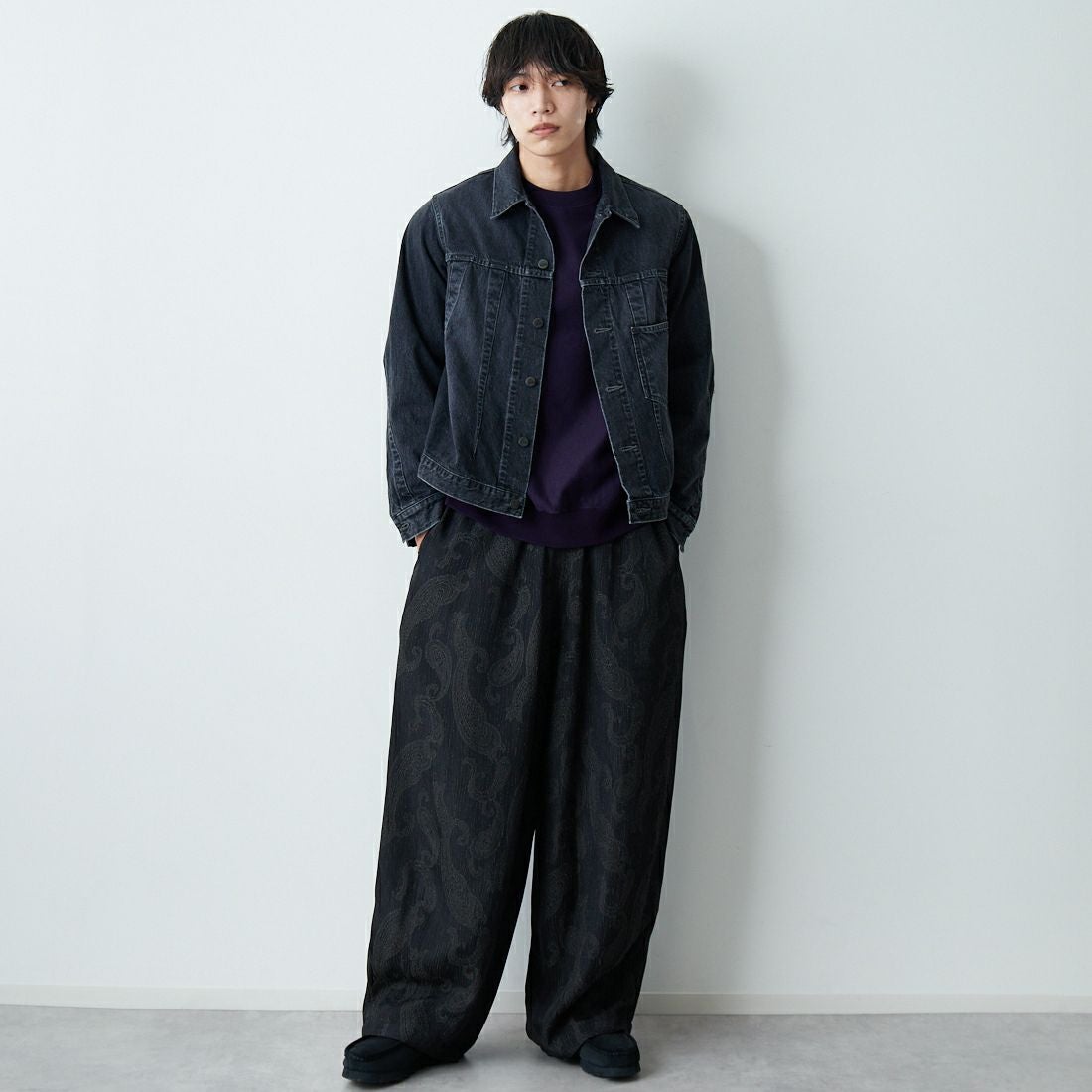 Needles [ニードルズ] 12ozデニム ダーツジーンジャケット [SX199] B BLACK &&モデル身長：179cm 着用サイズ：M&&