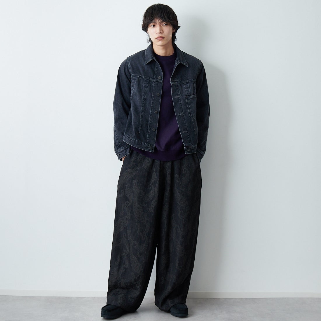 Needles [ニードルズ] 12ozデニム ダーツジーンジャケット [SX199] B BLACK &&モデル身長：179cm 着用サイズ：M&&