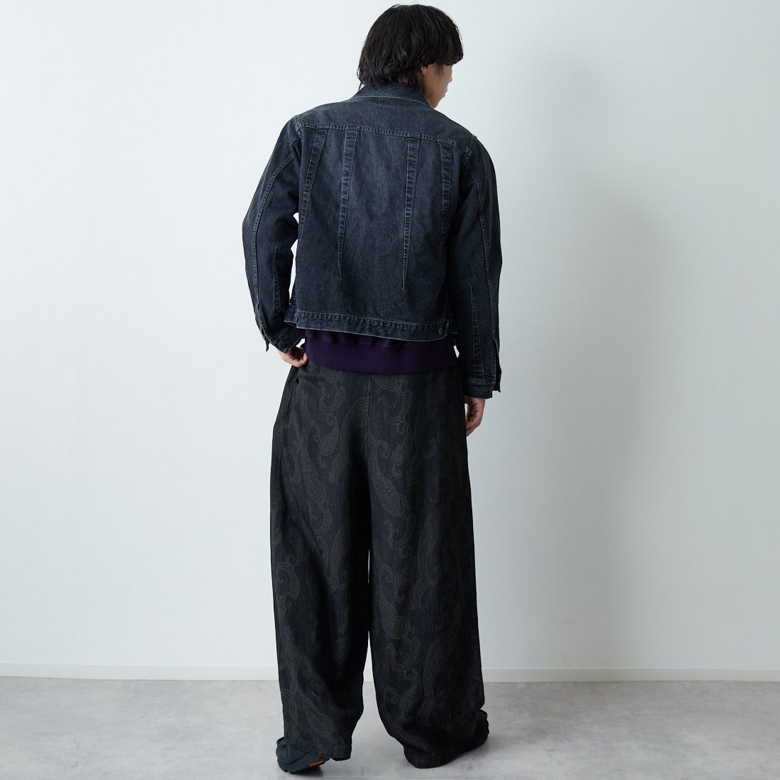 Needles [ニードルズ] 12ozデニム ダーツジーンジャケット [SX199] B BLACK &&モデル身長：179cm 着用サイズ：M&&