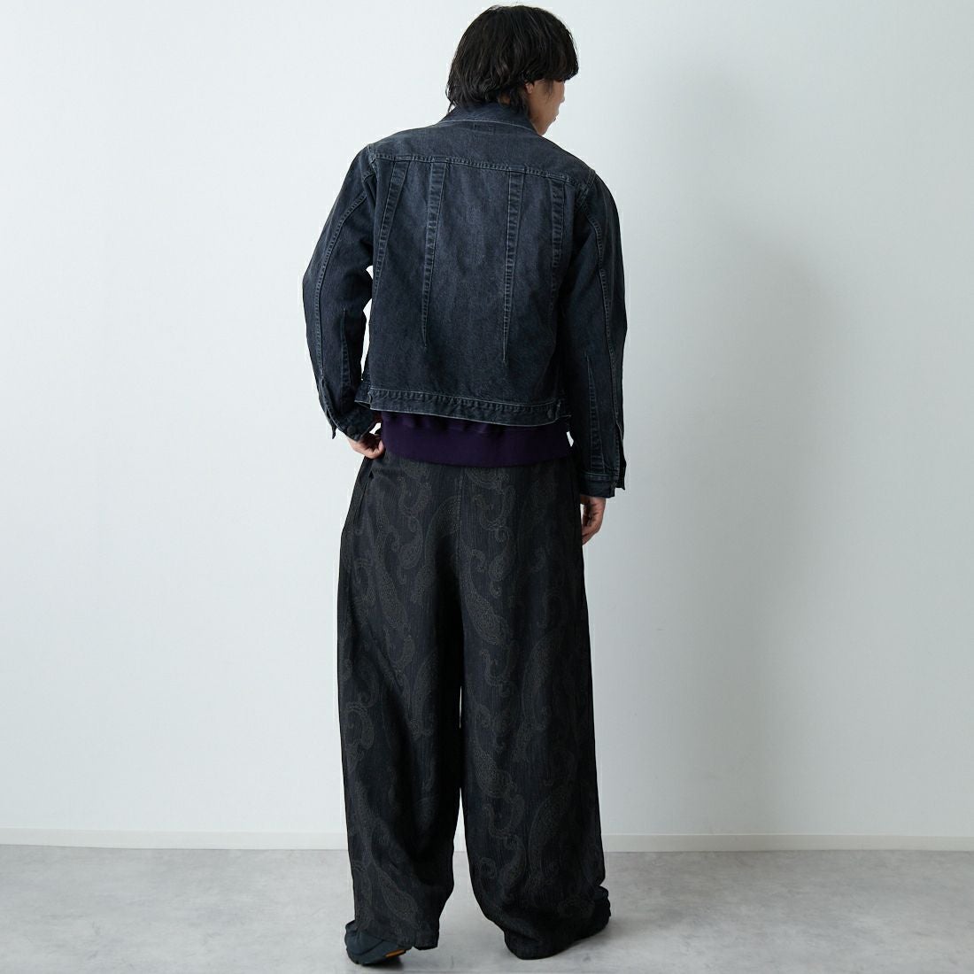 Needles [ニードルズ] レーヨンペイズリージャガード ヒザデルパンツ [SX262] B BLACK &&モデル身長：179cm 着用サイズ：XS&&