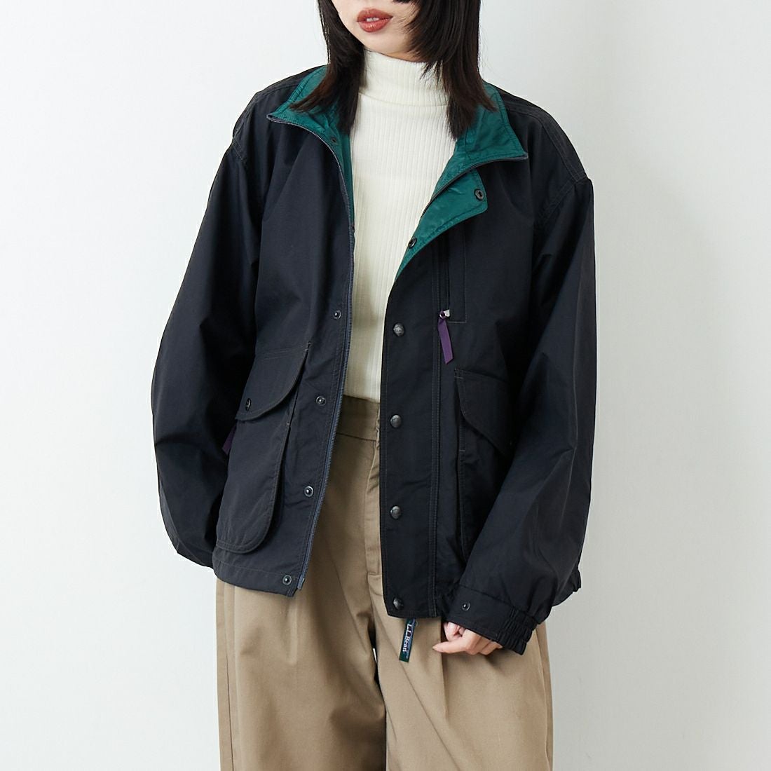 L.L.BEAN [エルエルビーン] Beans ウィンディリッジジャケット [6175-3030] 48 DK.CHAR &&モデル身長：162cm 着用サイズ：S&&