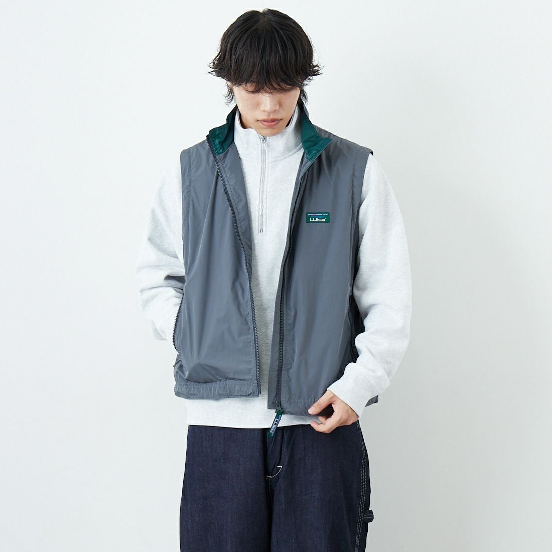 L.L.BEAN [エルエルビーン] ロクスベリーベスト [6175-3042] 48 STEEL &&モデル身長：179cm 着用サイズ：M&&
