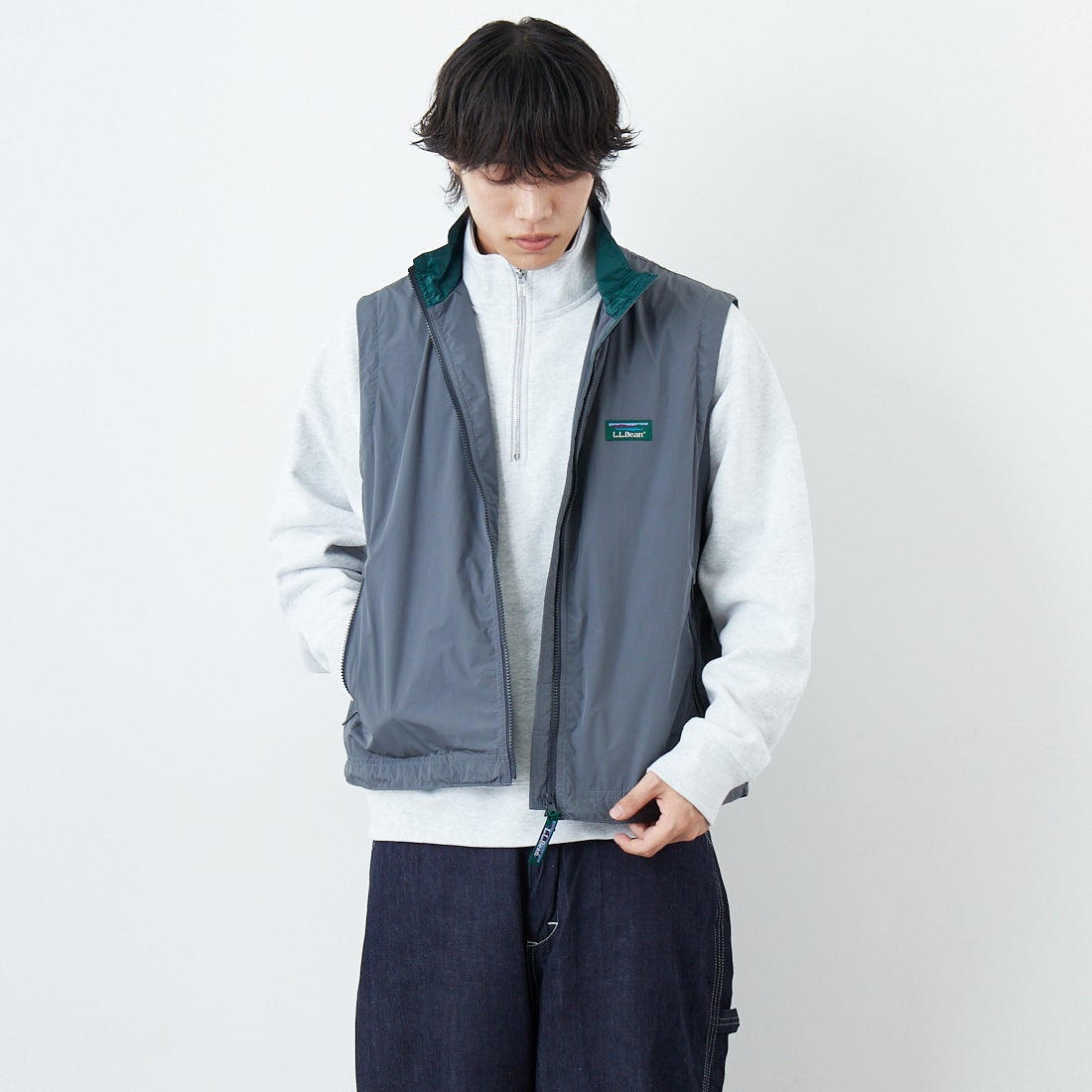 L.L.BEAN [エルエルビーン] ロクスベリーベスト [6175-3042] 48 STEEL &&モデル身長：179cm 着用サイズ：M&&
