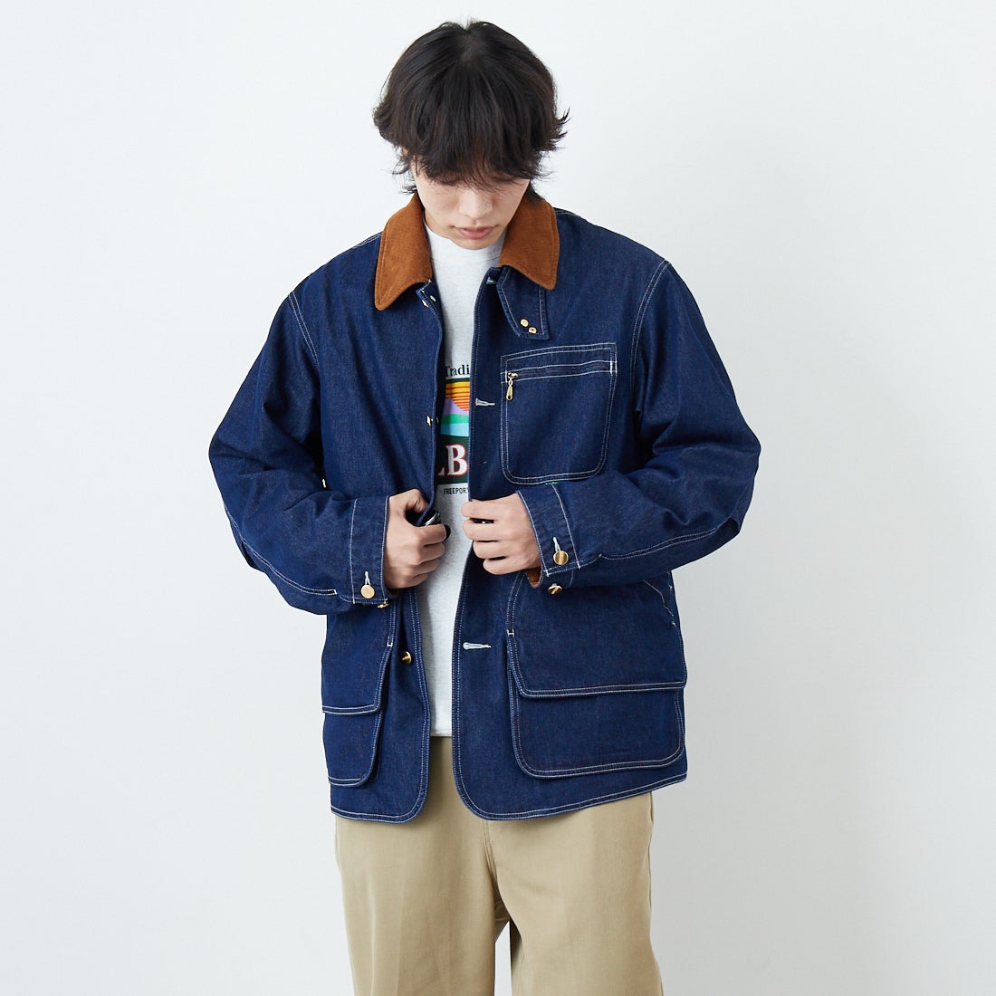 L.L.BEAN [エルエルビーン] Beans デニムフィールドコート [6175-3035] 60 DARK BL &&モデル身長：179cm 着用サイズ：M&&