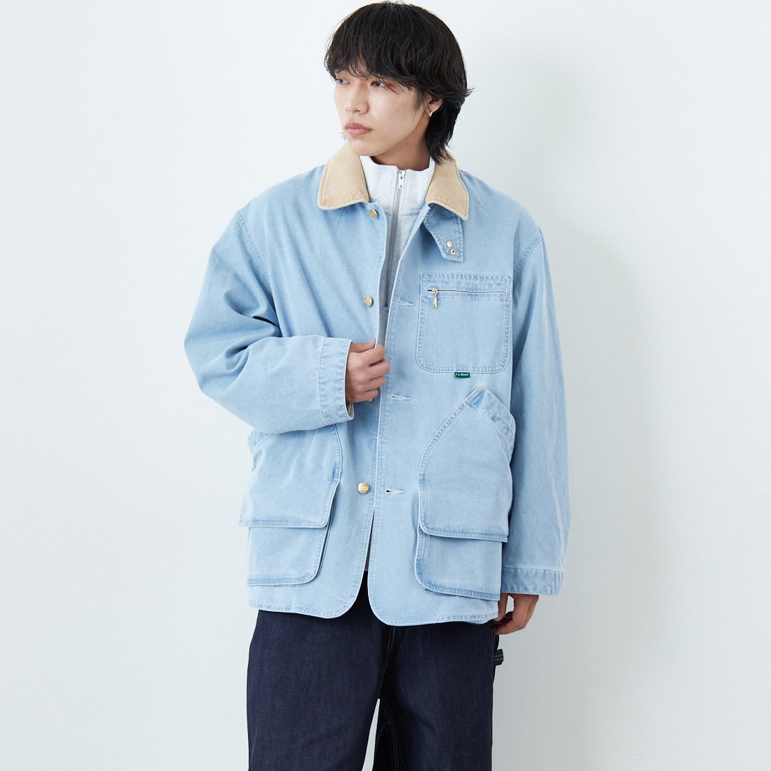 L.L.BEAN [エルエルビーン] Beans デニムフィールドコート [6175-3035] 61 FADE BL &&モデル身長：179cm 着用サイズ：L&&