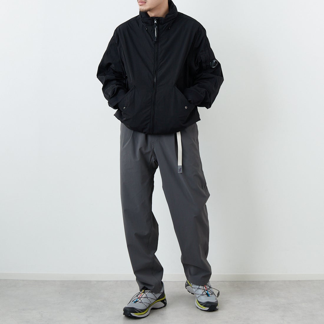 GRAMiCCi [グラミチ] 別注 エブリデイ ナイロンパンツ [GUP6-S2013-JF] GRAY &&モデル身長：168cm 着用サイズ：L&&