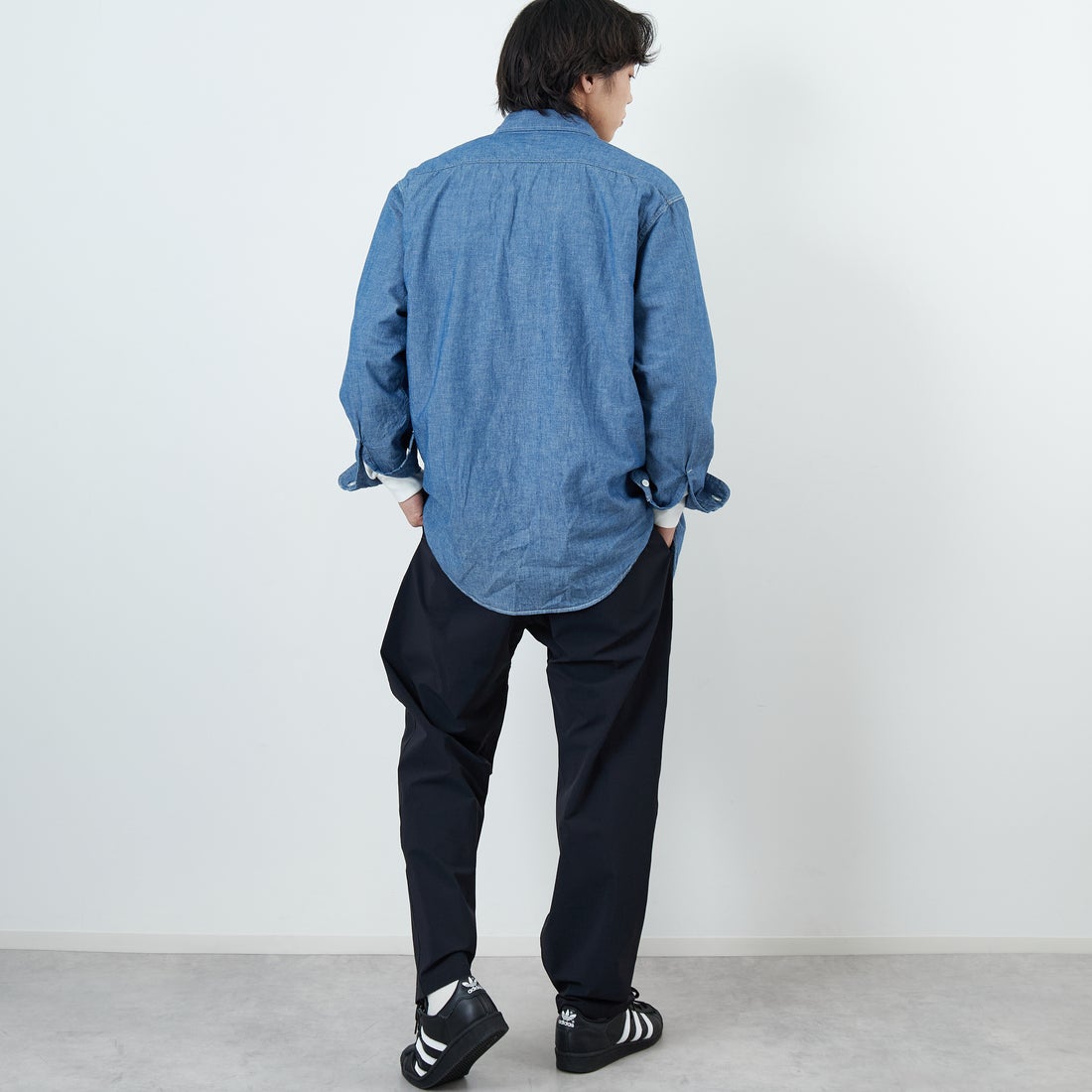 GRAMiCCi [グラミチ] 別注 エブリデイ ナイロンパンツ [GUP6-S2013-JF] BLACK &&モデル身長：179cm 着用サイズ：XL&&