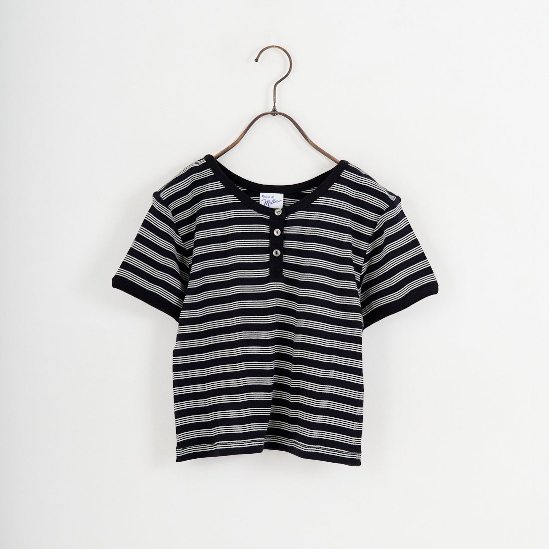Robert P.Miller [ロバートピーミラー] 別注 クロップド丈 ボーダーヘンリーネックTシャツ [RM261-2265IN-JF] CARBON