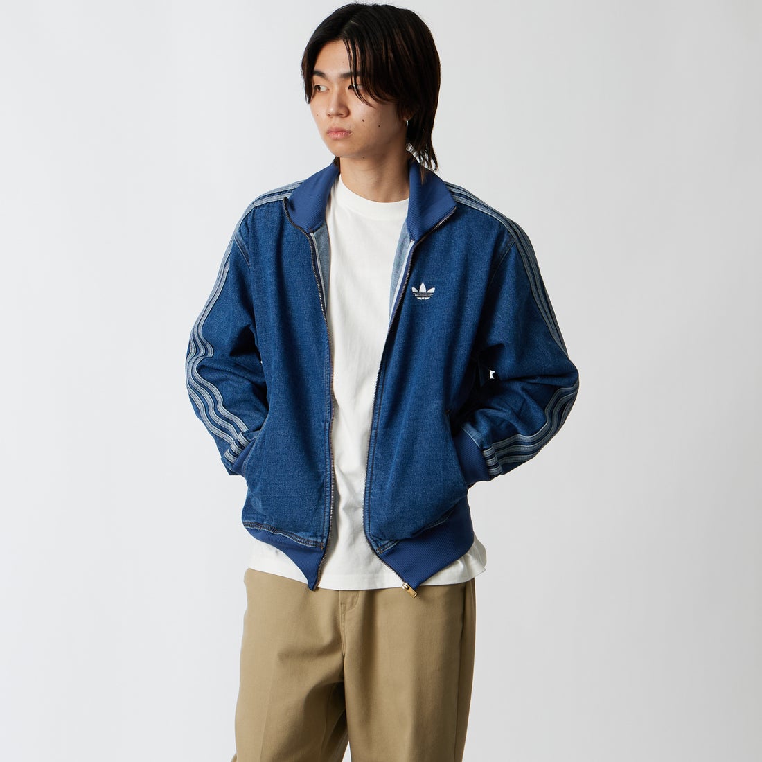 adidas Originals [アディダス オリジナルス] ファイヤーバード デニムトラックトップ [CV103] KD1517 &&モデル身長：177cm 着用サイズ：M&&