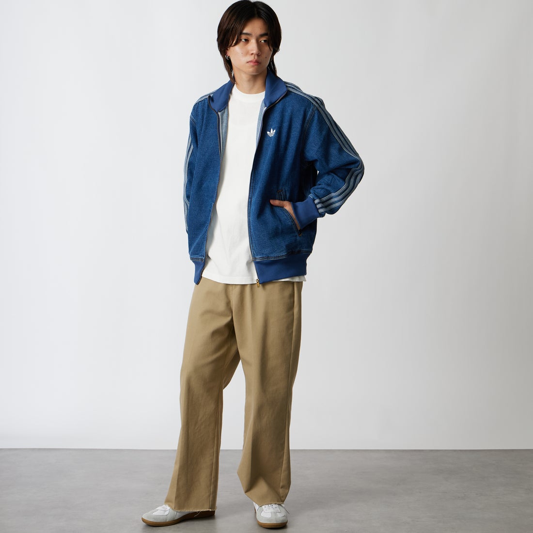 adidas Originals [アディダス オリジナルス] ファイヤーバード デニムトラックトップ [CV103] KD1517 &&モデル身長：177cm 着用サイズ：M&&