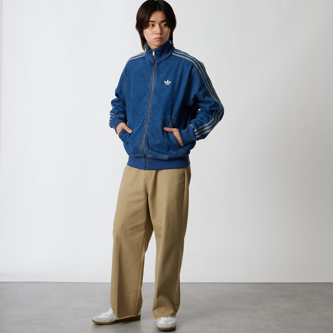 adidas Originals [アディダス オリジナルス] ファイヤーバード デニムトラックトップ [CV103] KD1517 &&モデル身長：177cm 着用サイズ：M&&
