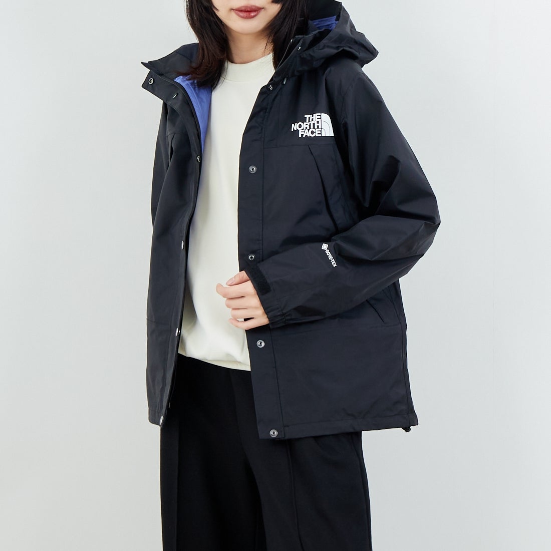 THE NORTH FACE [ザ ノースフェイス] マウンテンレインテックスジャケット [NPW62552] K &&モデル身長：162cm 着用サイズ：M&&