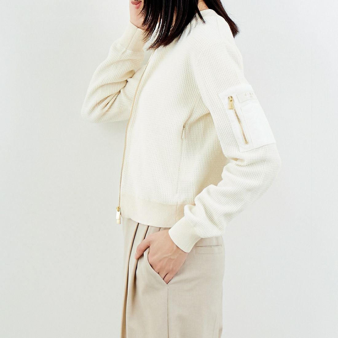 TATRAS [タトラス] SKALA/スカーラ ニットブルゾン [LCKZ0346053588] IVORY &&モデル身長：162cm 着用サイズ：2&&