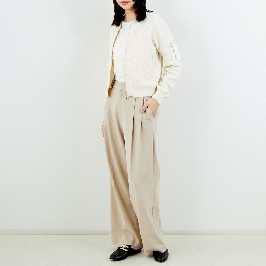 TATRAS [タトラス] SKALA/スカーラ ニットブルゾン [LCKZ0346053588] IVORY &&モデル身長：162cm 着用サイズ：2&&