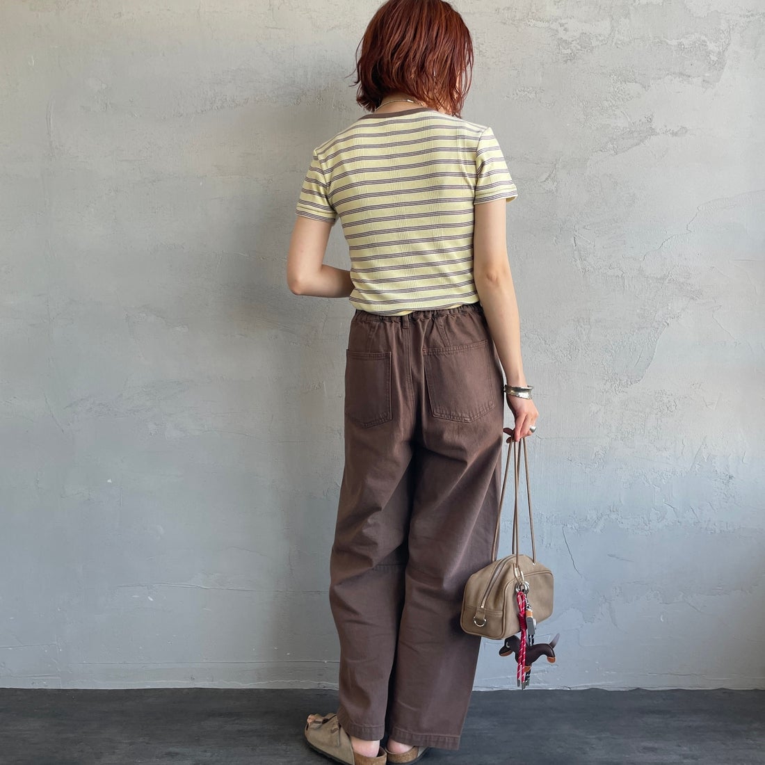 Robert P.Miller [ロバートピーミラー] 別注 配色 パネルリブショートスリーブTシャツ [RM261-2152IN-JF] BANANA &&モデル身長：158cm 着用サイズ：F&&