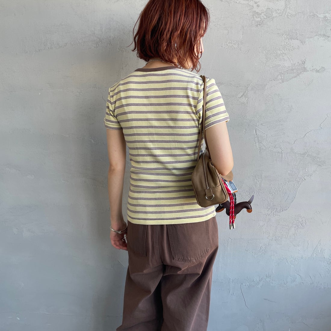 Robert P.Miller [ロバートピーミラー] 別注 配色 パネルリブショートスリーブTシャツ [RM261-2152IN-JF] BANANA &&モデル身長：158cm 着用サイズ：F&&