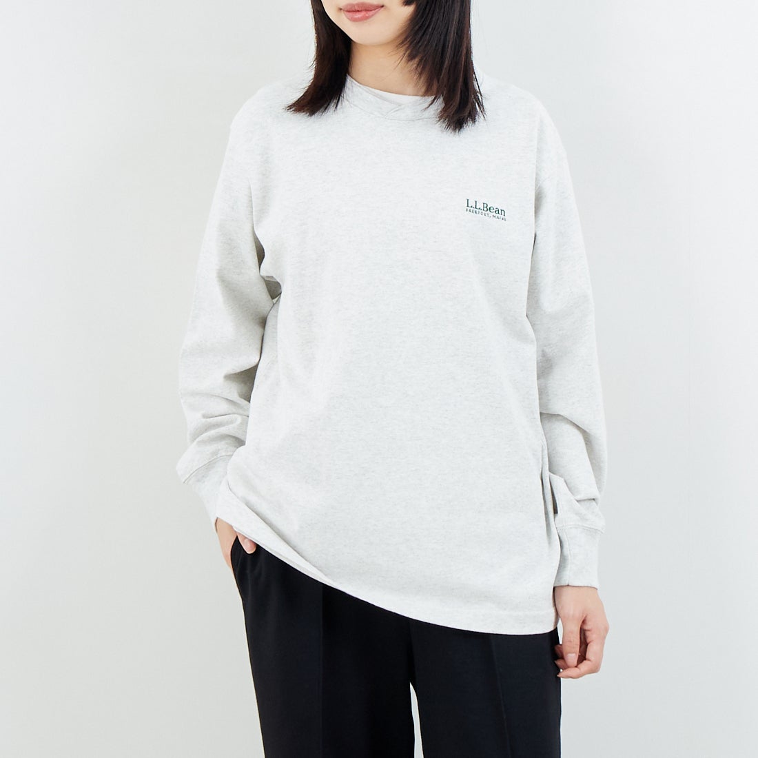 L.L.BEAN [エルエルビーン] Union ロングスリーブTシャツ [6175-3052] 19 BIRCH &&モデル身長：162cm 着用サイズ：S&&