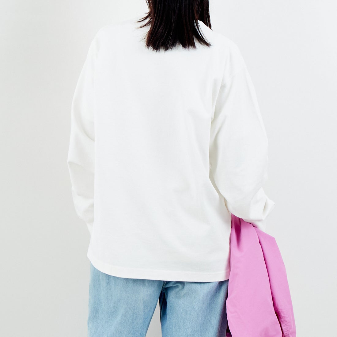 L.L.BEAN [エルエルビーン] Union ロングスリーブTシャツ [6175-3052] 09 WHITE &&モデル身長：162cm 着用サイズ：S&&