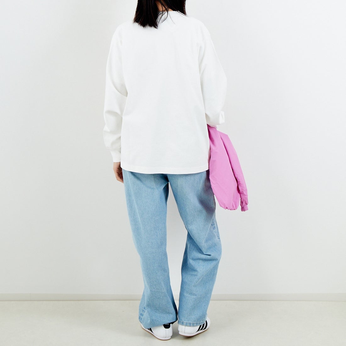 L.L.BEAN [エルエルビーン] Union ロングスリーブTシャツ [6175-3052] 09 WHITE &&モデル身長：162cm 着用サイズ：S&&