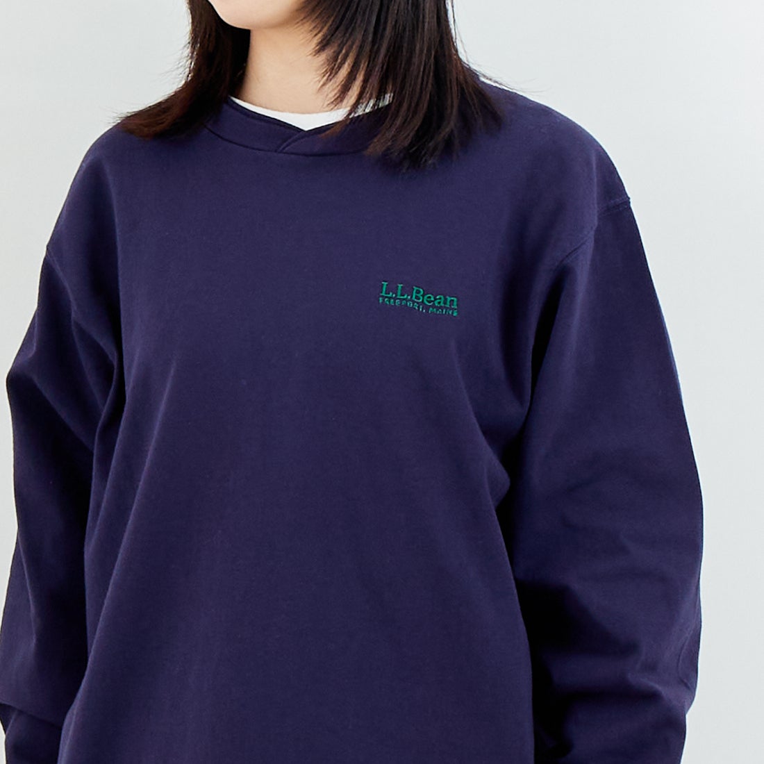 L.L.BEAN [エルエルビーン] Union ロングスリーブTシャツ [6175-3052] 67 NAVY &&モデル身長：162cm 着用サイズ：S&&