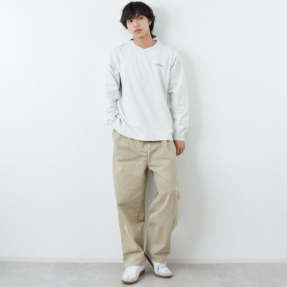 L.L.BEAN [エルエルビーン] Union ロングスリーブTシャツ [6175-3052] 19 BIRCH &&モデル身長：179cm 着用サイズ：M&&