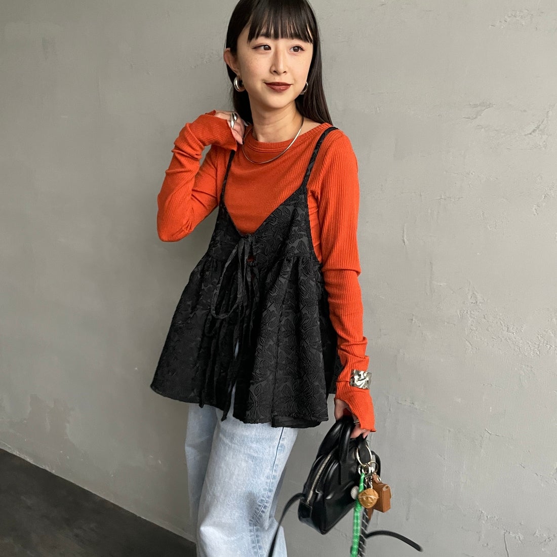 09 BLACK&&モデル身長：150cm 着用サイズ：F&&