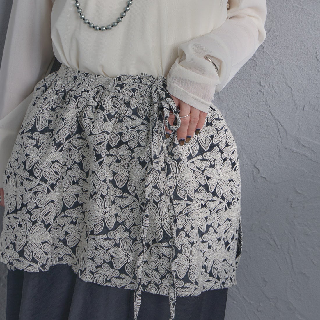 nenom [ネノム] マルチWAY ジャガード ペプラムキャミブラウス [NE26312007] 02 BLK/OFF