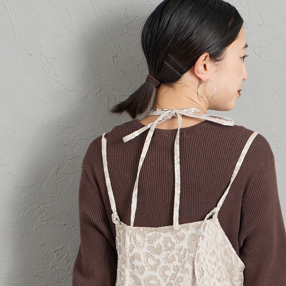 nenom [ネノム] マルチWAY ジャガード ペプラムキャミブラウス [NE26312007] 22 BEIGE &&モデル身長：150cm 着用サイズ：F&&