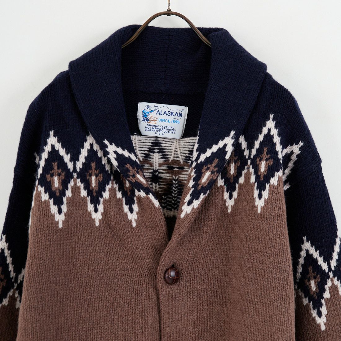 THE ALASKAN [アラスカン] ダイヤモンドパターン ショールカーディガン [ANSCM-02DD-5F] 79 NAVY