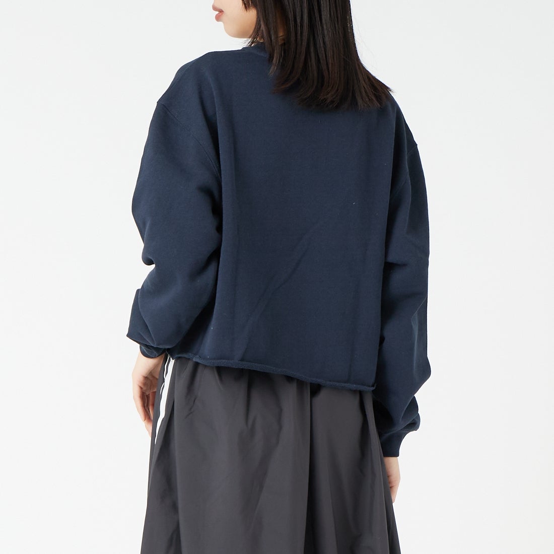 SCREEN STARS [スクリーンスターズ] 別注 偉人プリント カットオフスウェット [2523-IN3-JF] NAVY &&モデル身長：162cm 着用サイズ：F&&