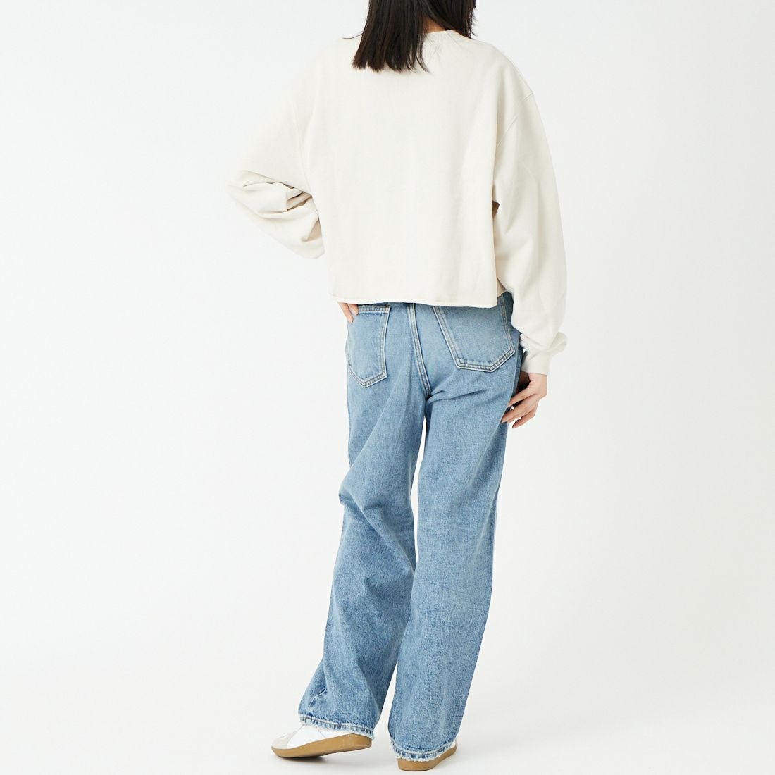 SCREEN STARS [スクリーンスターズ] 別注 偉人プリント カットオフスウェット [2523-IN3-JF] GREIGE &&モデル身長：162cm 着用サイズ：F&&