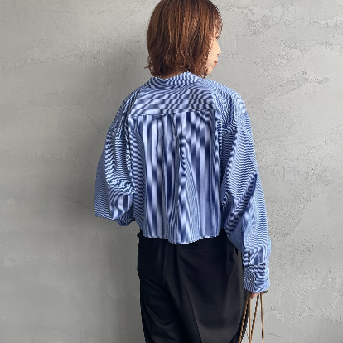 セット ジャパンブルー オッカケシャツ ストライプ ショート丈 長袖 ネイビー SETTO ジャパンブルー okkake shirts ネイビーストライプの通販はau