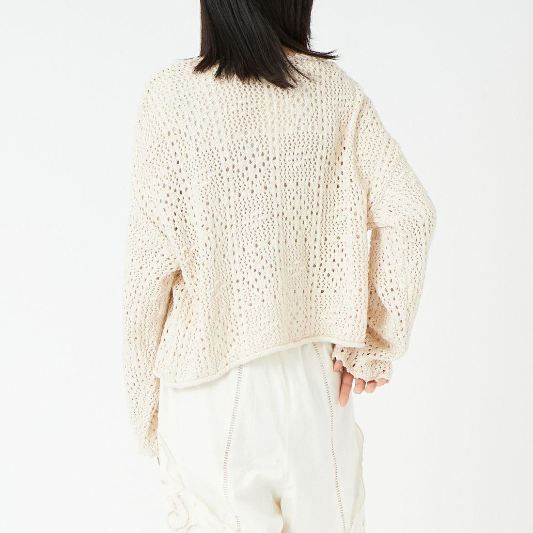 tumugu: [ツムグ] コットンクロッシェカーディガン [TK25412] 06 KINARI &&モデル身長：162cm 着用サイズ：F&&