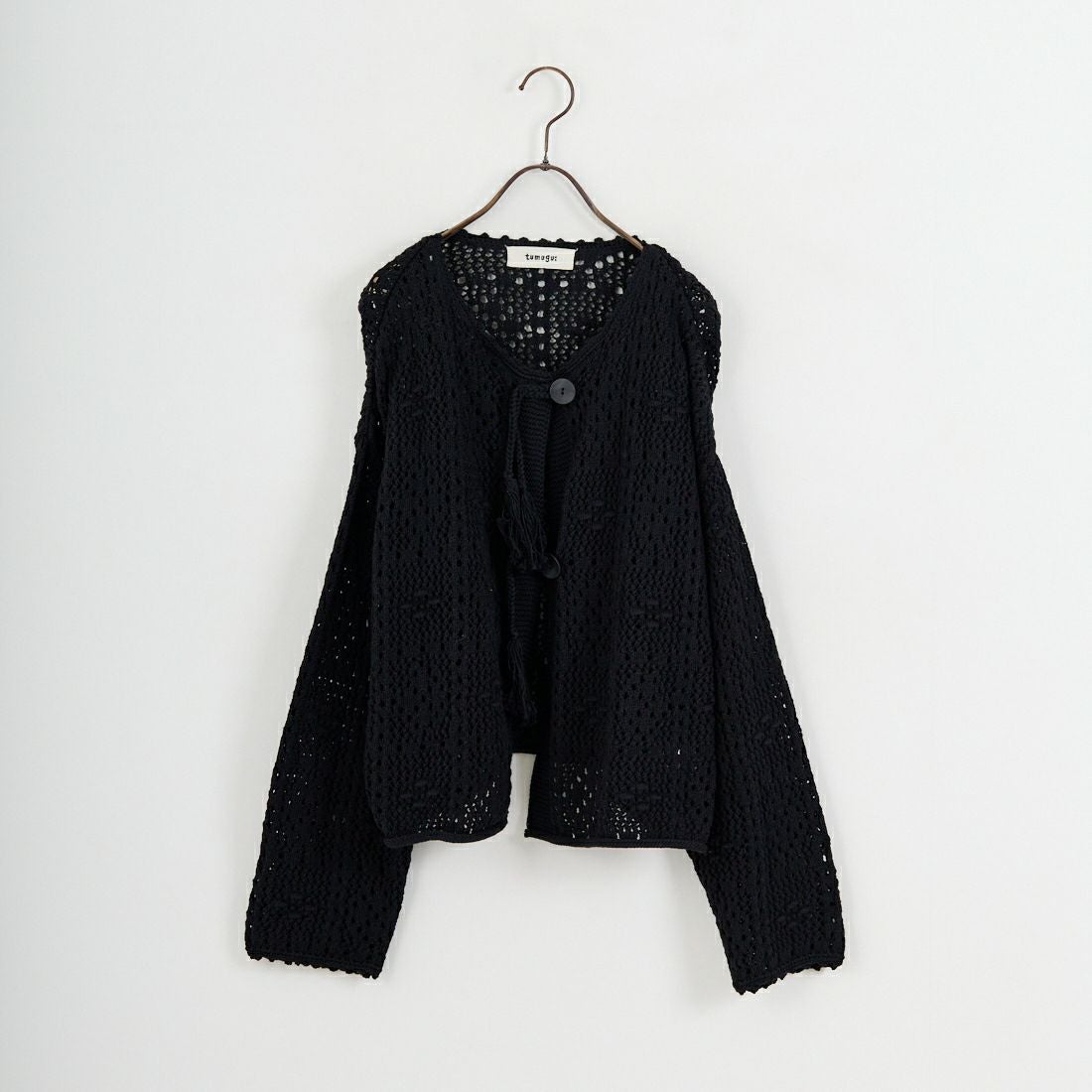tumugu: [ツムグ] コットンクロッシェカーディガン [TK25412] 99 BLACK