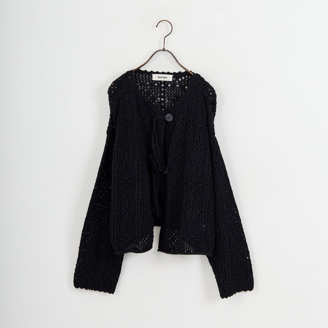tumugu: [ツムグ] コットンクロッシェカーディガン [TK25412] 99 BLACK