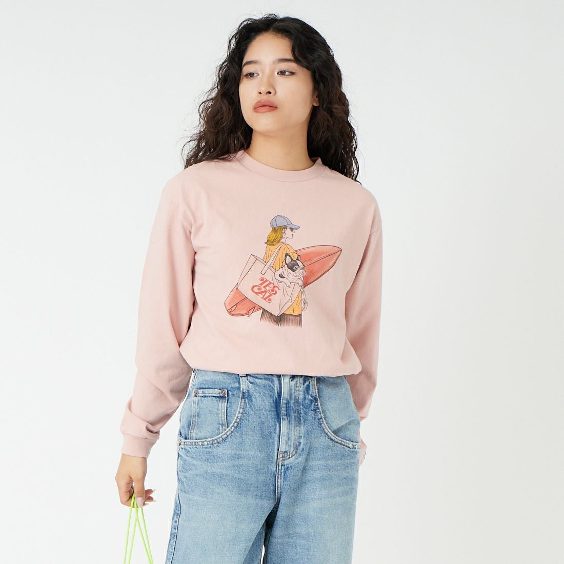 The Endless Summer [エンドレスサマー] MALIBU GIRL ロングスリーブTシャツ [FH-26374316] 15 PINK &&モデル身長：162cm 着用サイズ：S&&