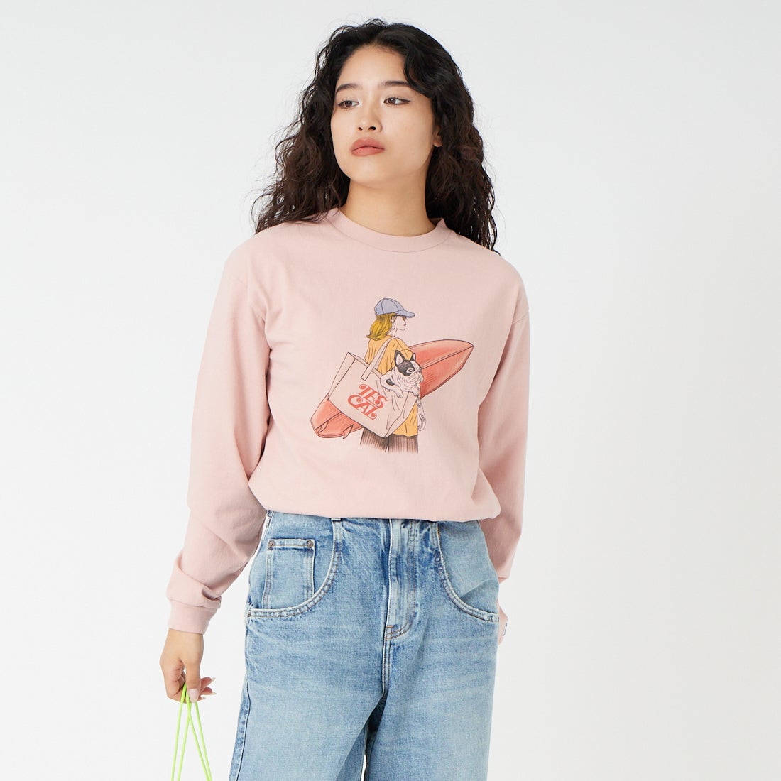 The Endless Summer [エンドレスサマー] MALIBU GIRL ロングスリーブTシャツ [FH-26374316] 15 PINK &&モデル身長：162cm 着用サイズ：S&&