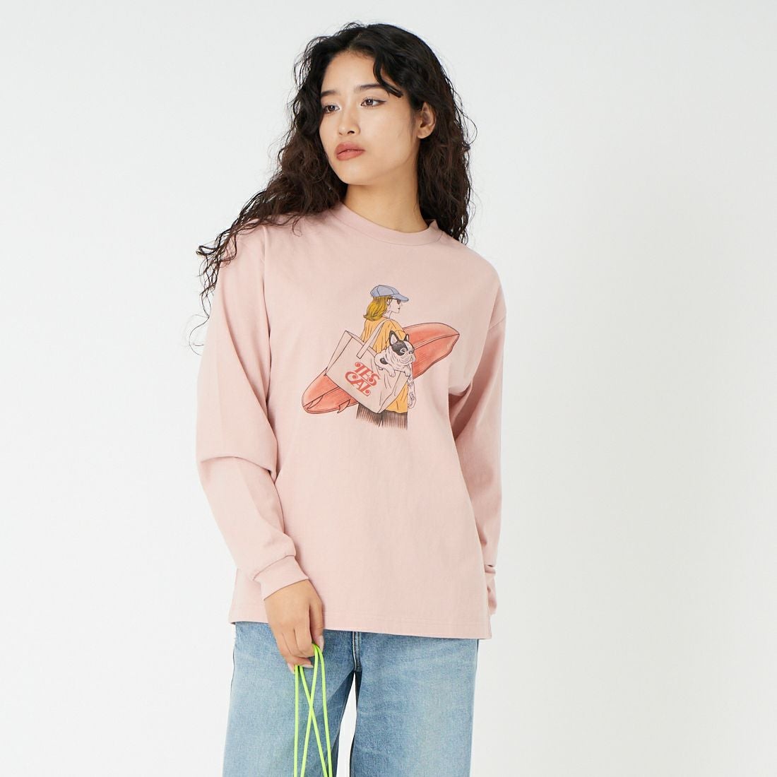 The Endless Summer [エンドレスサマー] MALIBU GIRL ロングスリーブTシャツ [FH-26374316] 15 PINK &&モデル身長：162cm 着用サイズ：S&&