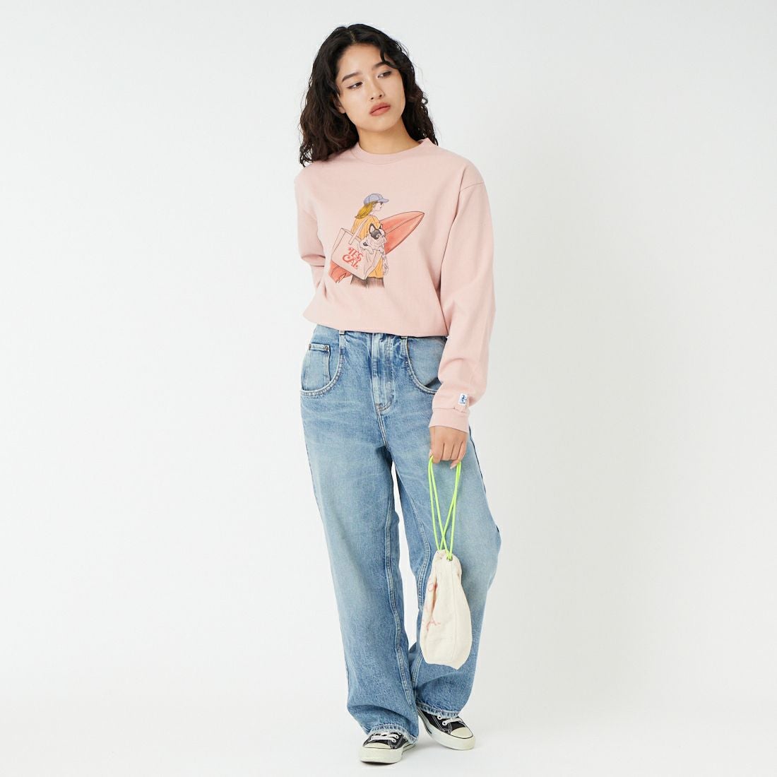 The Endless Summer [エンドレスサマー] MALIBU GIRL ロングスリーブTシャツ [FH-26374316] 15 PINK &&モデル身長：162cm 着用サイズ：S&&