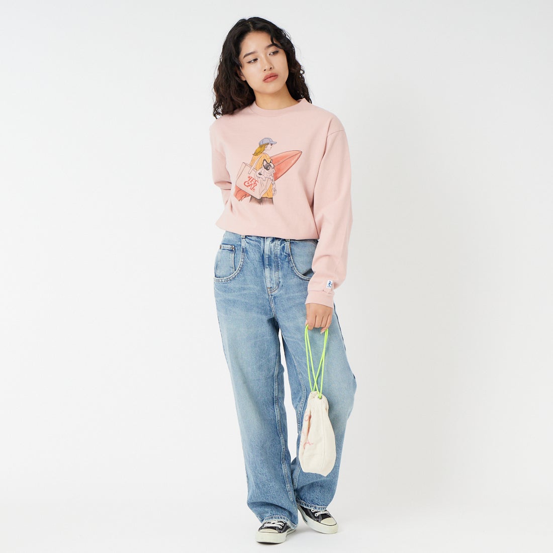 The Endless Summer [エンドレスサマー] MALIBU GIRL ロングスリーブTシャツ [FH-26374316] 15 PINK &&モデル身長：162cm 着用サイズ：S&&