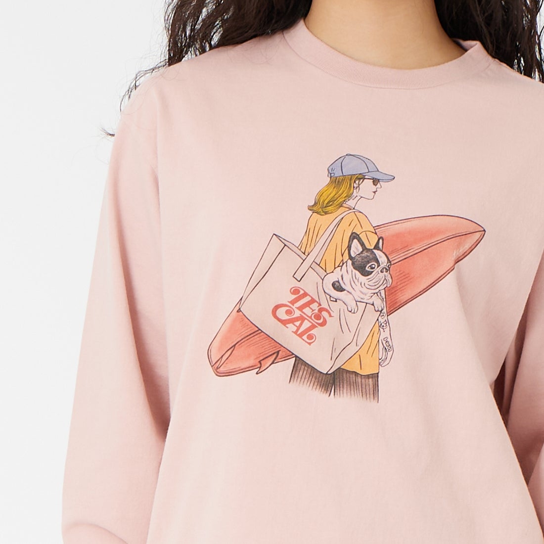 The Endless Summer [エンドレスサマー] MALIBU GIRL ロングスリーブTシャツ [FH-26374316] 15 PINK &&モデル身長：162cm 着用サイズ：S&&