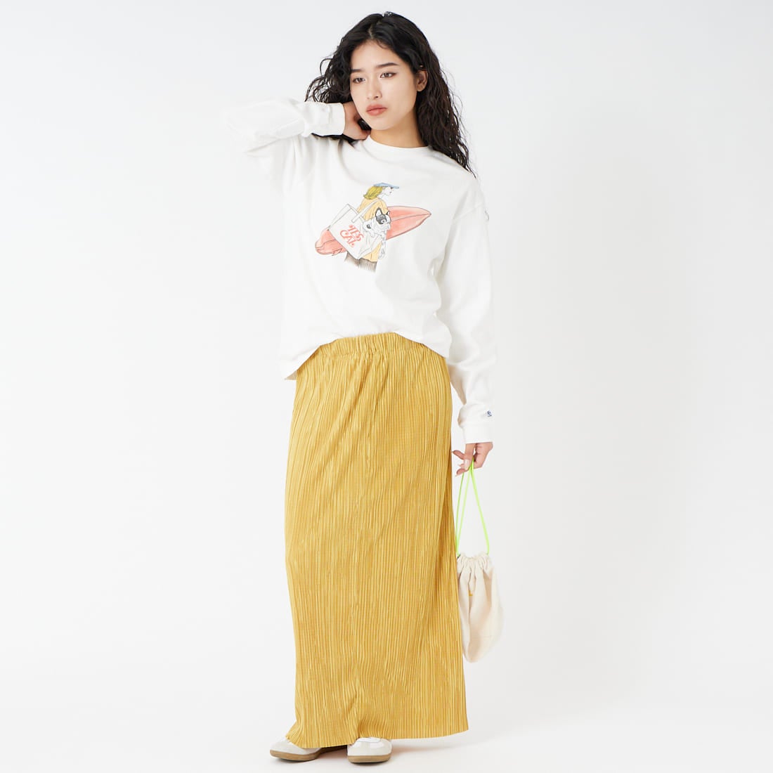 The Endless Summer [エンドレスサマー] MALIBU GIRL ロングスリーブTシャツ [FH-26374316] 07 WHITE &&モデル身長：162cm 着用サイズ：S&&