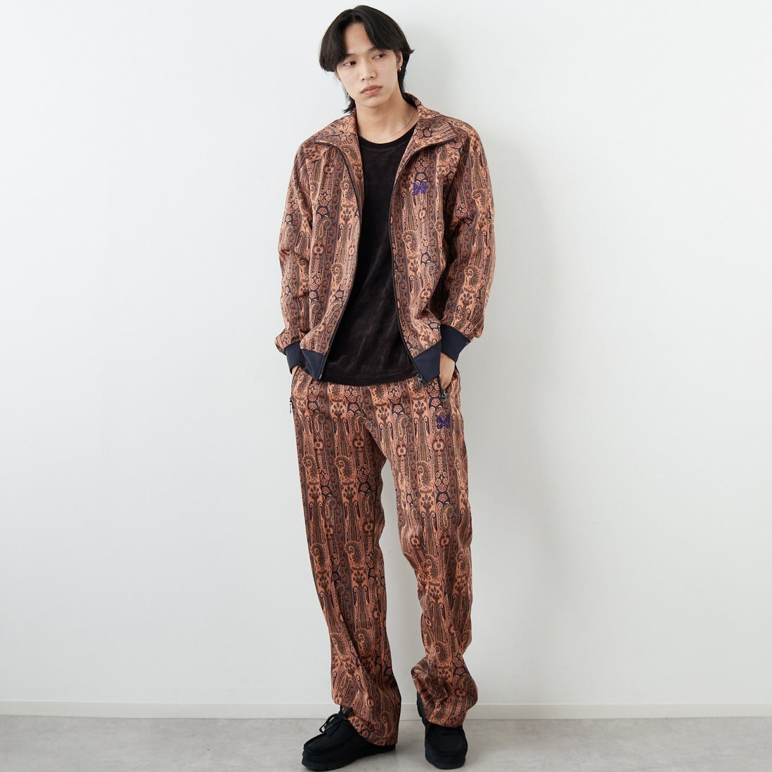 Needles [ニードルズ] トラックパンツ [SX403] E ORANGE &&モデル身長：179cm 着用サイズ：M&&