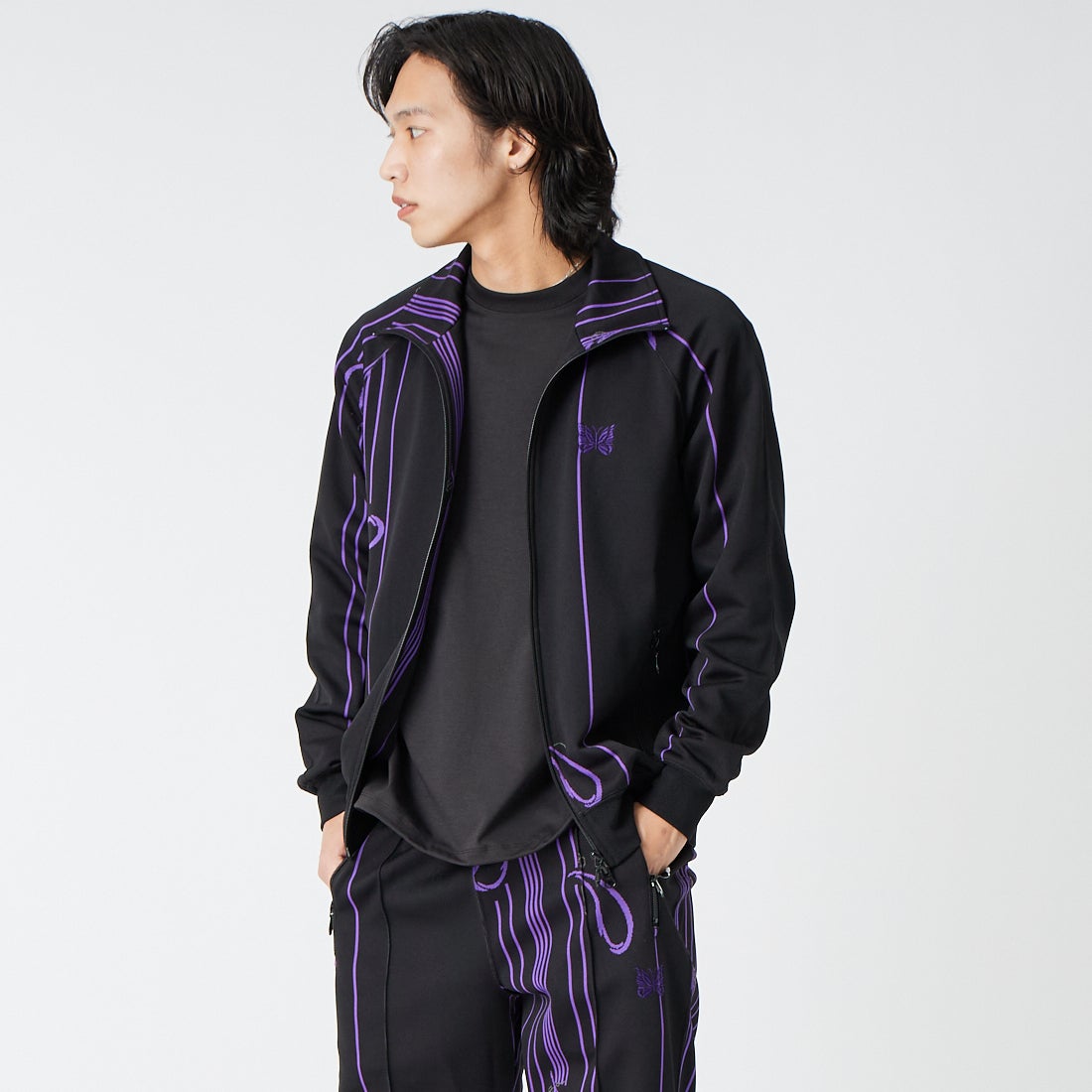 Needles [ニードルズ] トラックジャケット [SX402] D BLACK &&モデル身長：179cm 着用サイズ：M&&