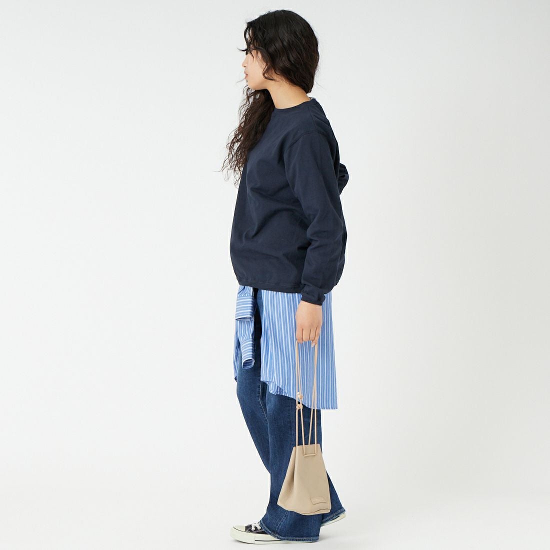 Goodwear [グッドウェア] 7.2oz ヘビーウェイトロングスリーブTシャツ [NGW9951] 3960 MARIN &&モデル身長：162cm 着用サイズ：L&&